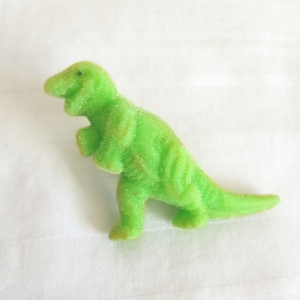 Vintage T Rex Dinosaur Fuzzy Lapel Pin